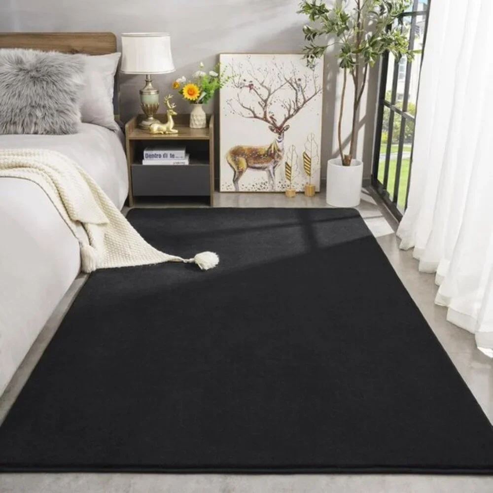 New 4x6 Black Modern Area Rug, Fluffy Memory Foam Carpet for Home & Bedroom